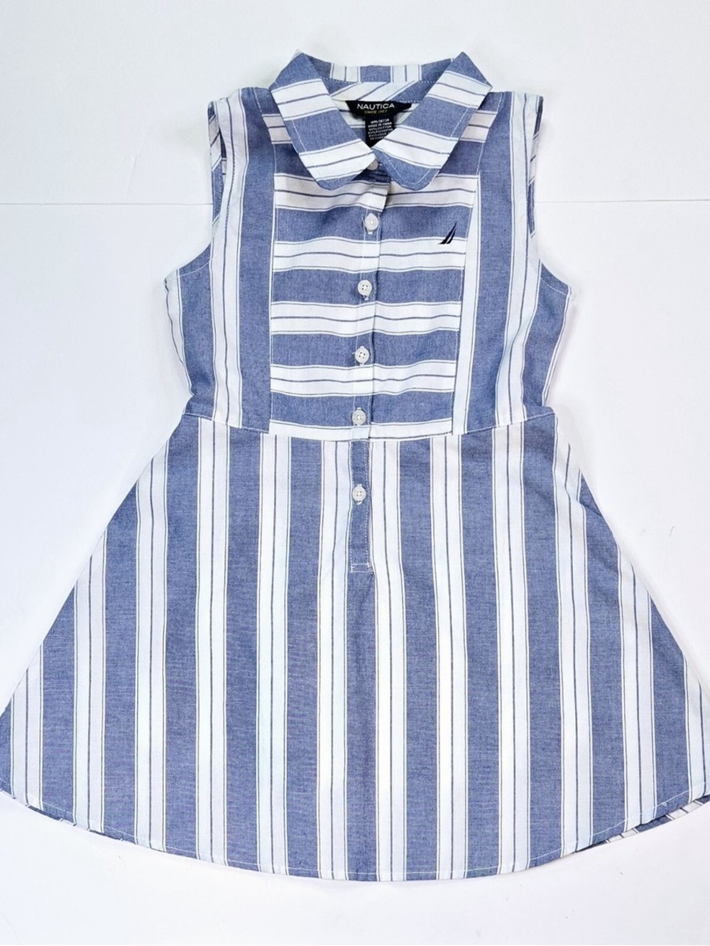 Nautica Girls Striped Blue White Striped Casual Dress Coastal Girls 12